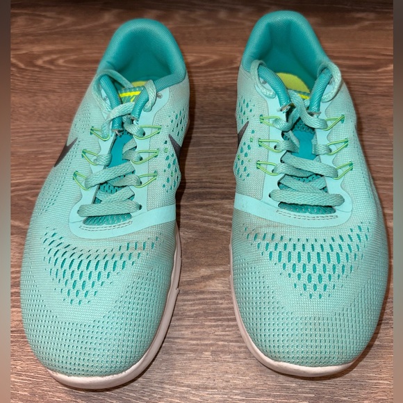 Nike Free Run Aqua & Lime Green Training Shoes - Picture 5 of 9